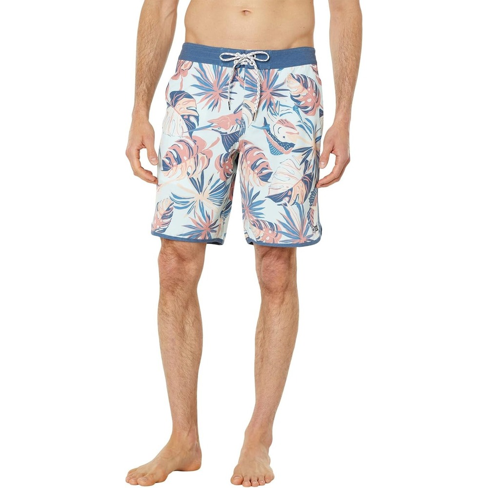 Salty Crew Boardshorts Mens 31 Blue NWT Floral Fish Breaker 464630